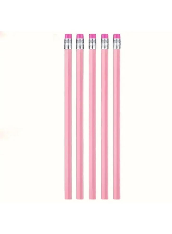 5pcs Pink HB Wooden Pencils With Eraser For Wedding School Art Drawing - Image 4